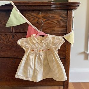 Vintage Smocked Yellow Baby Dress